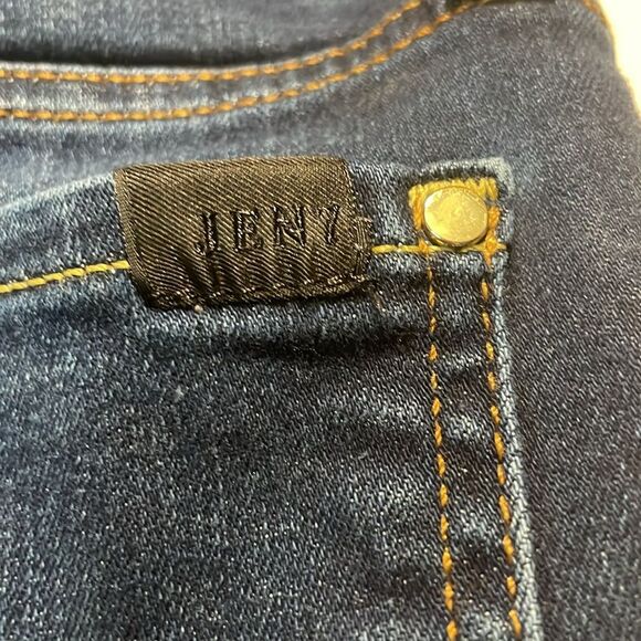 7 For All Mankind- Jen 7 Embellished Hem Straight Crop Jeans Dark Hudson Blue 4 - Picture 6 of 10